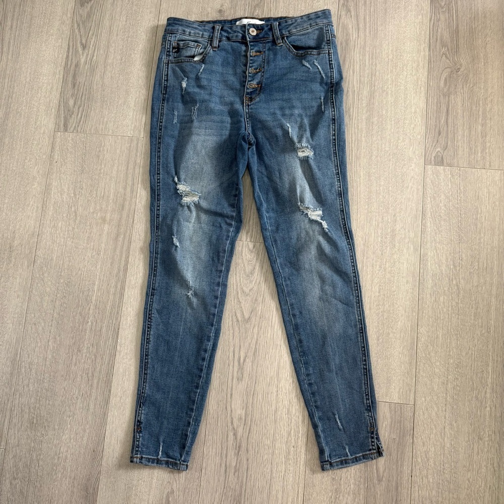 KanCan Button Fly Women’s Distressed High-Rise Skinny Jeans - 7/27
